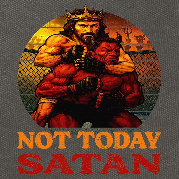 Christian Outfit Jesus Devil Comic Graphic Not Today Satan Cotton Canvas Backpack