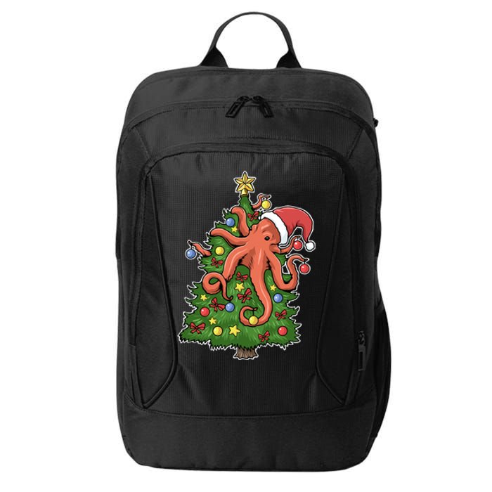 Christmas Octopus Kraken Squid Merry Christmas Tree City Backpack