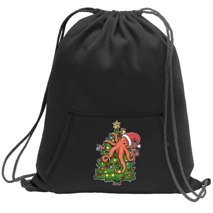 Christmas Octopus Kraken Squid Merry Christmas Tree Sweatshirt Cinch Pack Bag