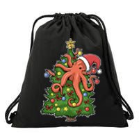 Christmas Octopus Kraken Squid Merry Christmas Tree Drawstring Bag