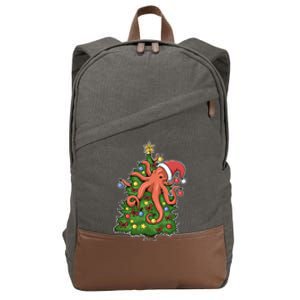 Christmas Octopus Kraken Squid Merry Christmas Tree Cotton Canvas Backpack