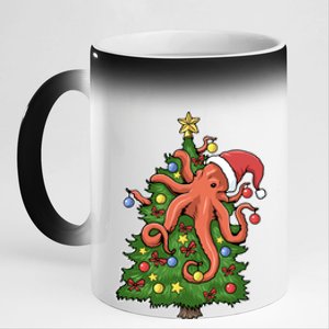 Christmas Octopus Kraken Squid Merry Christmas Tree 11oz Black Color Changing Mug