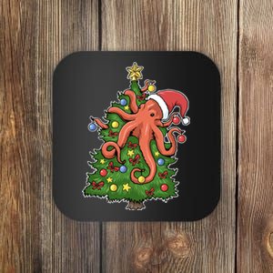 Christmas Octopus Kraken Squid Merry Christmas Tree Coaster