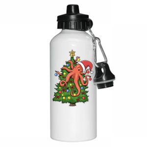 Christmas Octopus Kraken Squid Merry Christmas Tree Aluminum Water Bottle