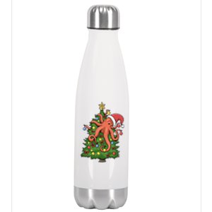 Christmas Octopus Kraken Squid Merry Christmas Tree Stainless Steel Insulated Water Bottle