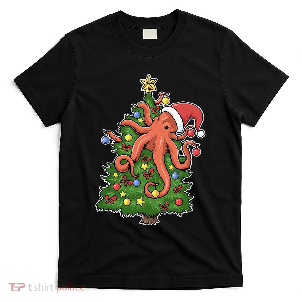 Christmas Octopus Kraken Squid Merry Christmas Tree T-Shirt