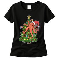 Christmas Octopus Kraken Squid Merry Christmas Tree Womens T-Shirt