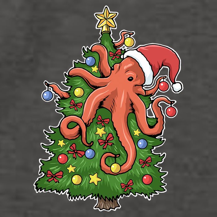 Christmas Octopus Kraken Squid Merry Christmas Tree Vector Backpack