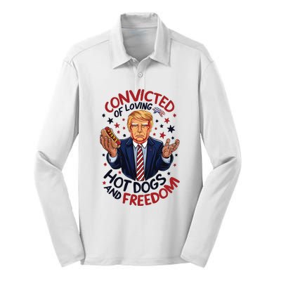 Convicted Of Loving Hot Dogs And Freedom Silk Touch Performance Long Sleeve Polo