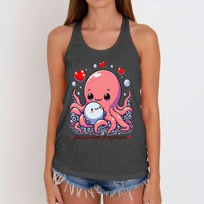 Cute Octopus Love You With All My Hearts Women's Knotted Racerback Tank