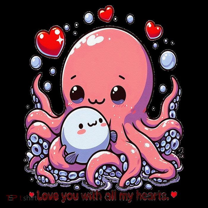 Cute Octopus Love You With All My Hearts Kids T-Shirt