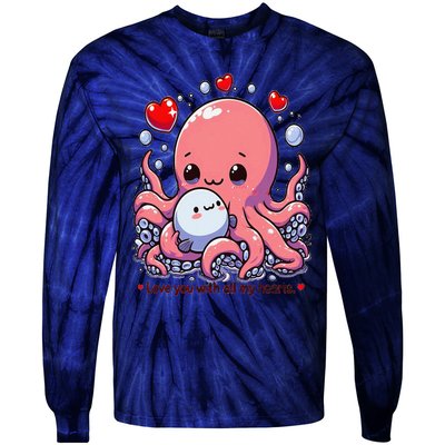 Cute Octopus Love You With All My Hearts Tie-Dye Long Sleeve Shirt