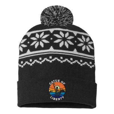 Catue Of Liberty Cat Statue Of Liberty New York City USA-Made Snowflake Beanie