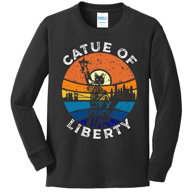 Catue Of Liberty Cat Statue Of Liberty New York City Kids Long Sleeve Shirt