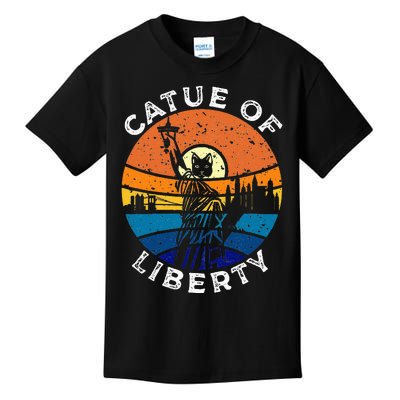 Catue Of Liberty Cat Statue Of Liberty New York City Kids T-Shirt