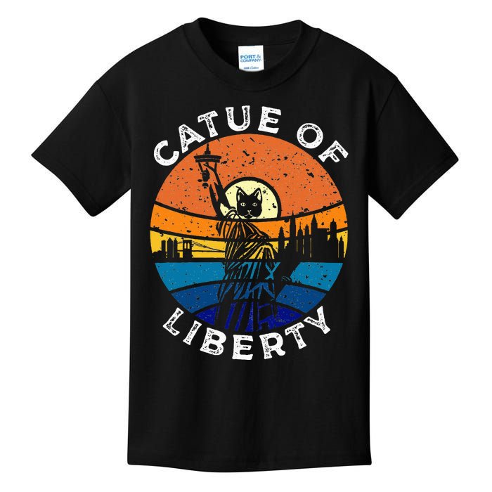 Catue Of Liberty Cat Statue Of Liberty New York City Kids T-Shirt