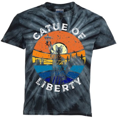 Catue Of Liberty Cat Statue Of Liberty New York City Kids Tie-Dye T-Shirt