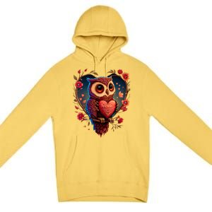 Cute Owl Lover Valentines Day Cute Owl Art Animal Graphic Premium Pullover Hoodie