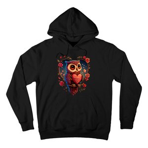 Cute Owl Lover Valentines Day Cute Owl Art Animal Graphic Hoodie