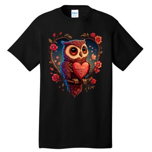 Cute Owl Lover Valentines Day Cute Owl Art Animal Graphic Tall T-Shirt