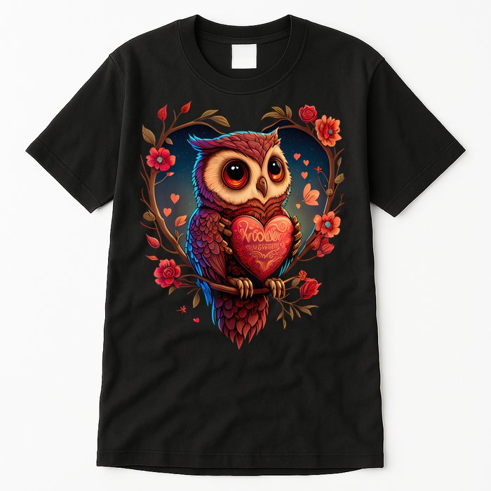 Cute Owl Lover Valentines Day Cute Owl Art Animal Graphic Tall T-Shirt