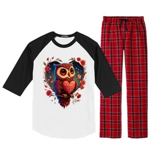 Cute Owl Lover Valentines Day Cute Owl Art Animal Graphic Raglan Sleeve Pajama Set