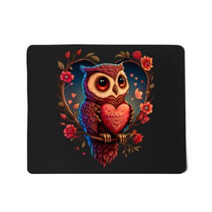 Cute Owl Lover Valentines Day Cute Owl Art Animal Graphic Mousepad