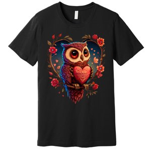 Cute Owl Lover Valentines Day Cute Owl Art Animal Graphic Premium T-Shirt