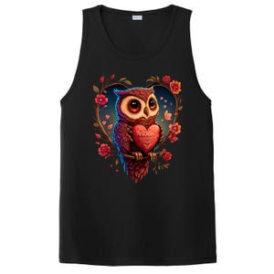 Cute Owl Lover Valentines Day Cute Owl Art Animal Graphic PosiCharge Competitor Tank