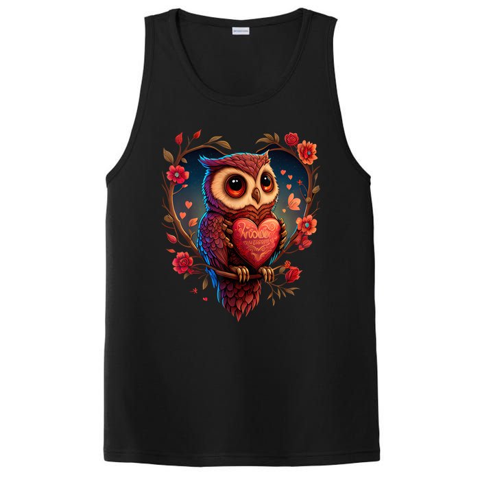 Cute Owl Lover Valentines Day Cute Owl Art Animal Graphic PosiCharge Competitor Tank