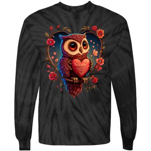 Cute Owl Lover Valentines Day Cute Owl Art Animal Graphic Tie-Dye Long Sleeve Shirt