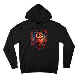 Cute Owl Lover Valentines Day Cute Owl Art Animal Graphic Tall Hoodie