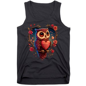 Cute Owl Lover Valentines Day Cute Owl Art Animal Graphic Tank Top