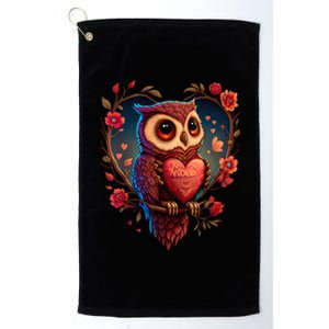 Cute Owl Lover Valentines Day Cute Owl Art Animal Graphic Platinum Collection Golf Towel