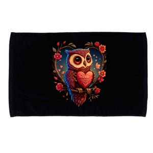 Cute Owl Lover Valentines Day Cute Owl Art Animal Graphic Microfiber Hand Towel