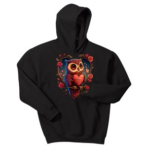 Cute Owl Lover Valentines Day Cute Owl Art Animal Graphic Kids Hoodie