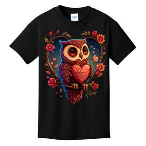 Cute Owl Lover Valentines Day Cute Owl Art Animal Graphic Kids T-Shirt