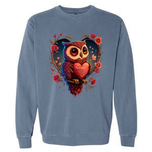 Cute Owl Lover Valentines Day Cute Owl Art Animal Graphic Garment-Dyed Sweatshirt