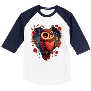 Cute Owl Lover Valentines Day Cute Owl Art Animal Graphic Baseball Sleeve Shirt