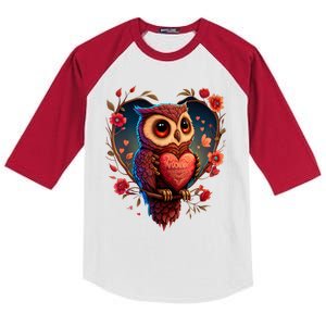 Cute Owl Lover Valentines Day Cute Owl Art Animal Graphic Kids Colorblock Raglan Jersey