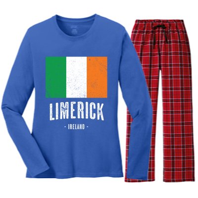 City Of Limerick Ireland Gift Irish Flag Merch Gift Women's Long Sleeve Flannel Pajama Set 