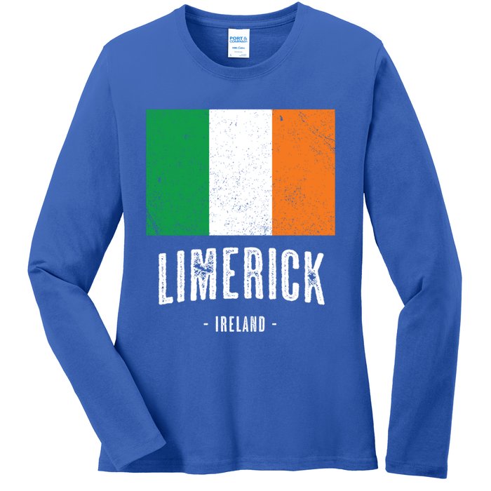 City Of Limerick Ireland Gift Irish Flag Merch Gift Ladies Long Sleeve Shirt