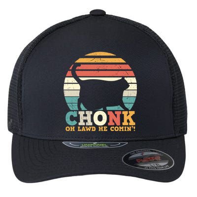 Chonk Oh Lawd He Comin' Cat Scale Meme Funny Cat Lover Cat Day Flexfit Unipanel Trucker Cap