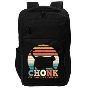 Chonk Oh Lawd He Comin' Cat Scale Meme Funny Cat Lover Cat Day Impact Tech Backpack