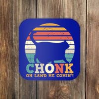 Chonk Oh Lawd He Comin' Cat Scale Meme Funny Cat Lover Cat Day Coaster