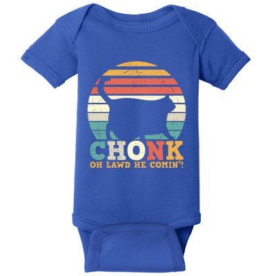 Chonk Oh Lawd He Comin' Cat Scale Meme Funny Cat Lover Cat Day Baby Bodysuit