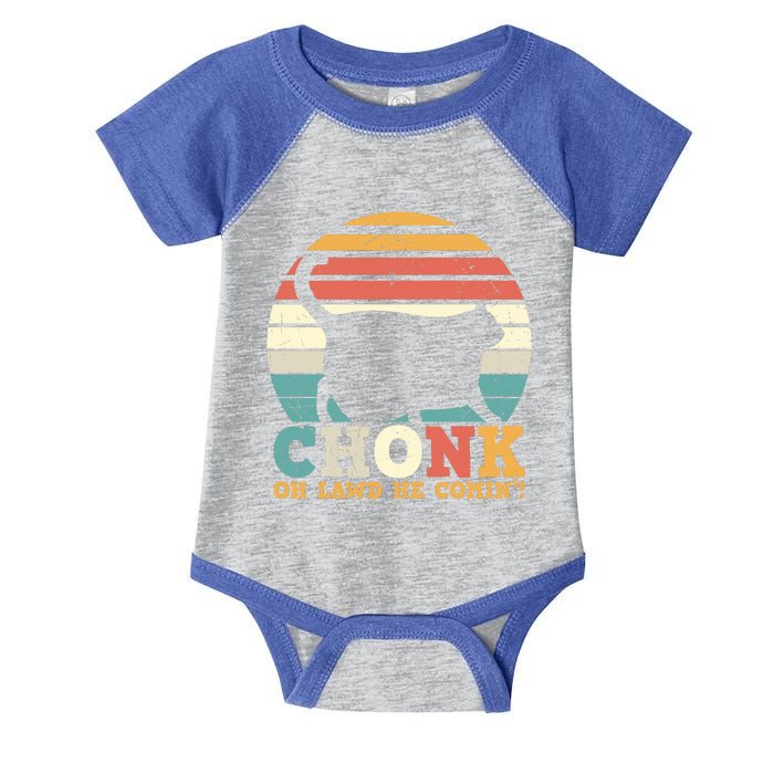 Chonk Oh Lawd He Comin' Cat Scale Meme Funny Cat Lover Cat Day Infant Baby Jersey Bodysuit