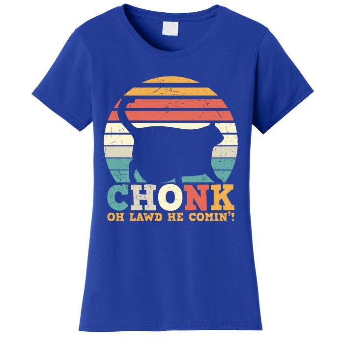 Chonk Oh Lawd He Comin' Cat Scale Meme Funny Cat Lover Cat Day Women's T-Shirt