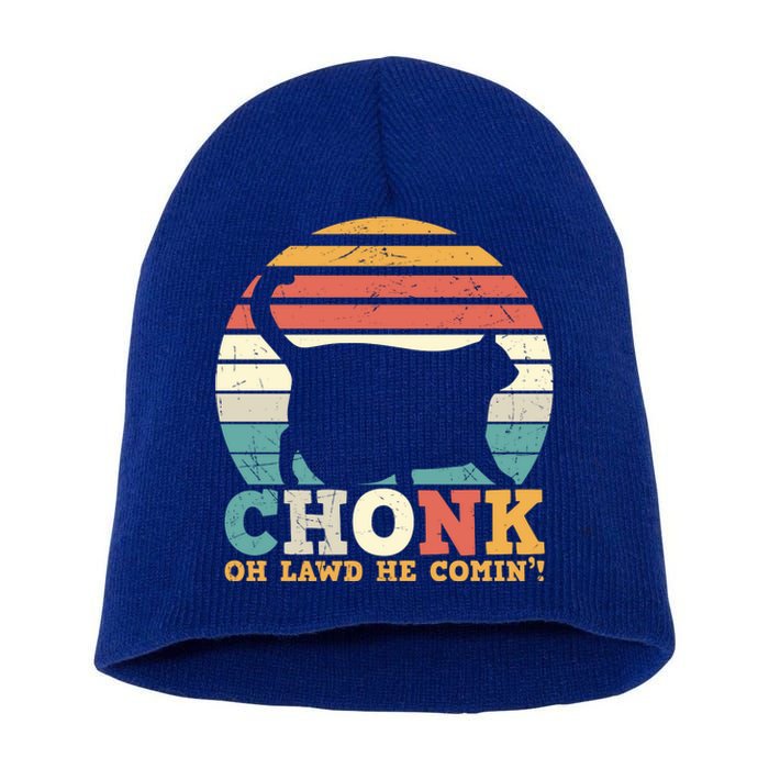 Chonk Oh Lawd He Comin' Cat Scale Meme Funny Cat Lover Cat Day Short Acrylic Beanie