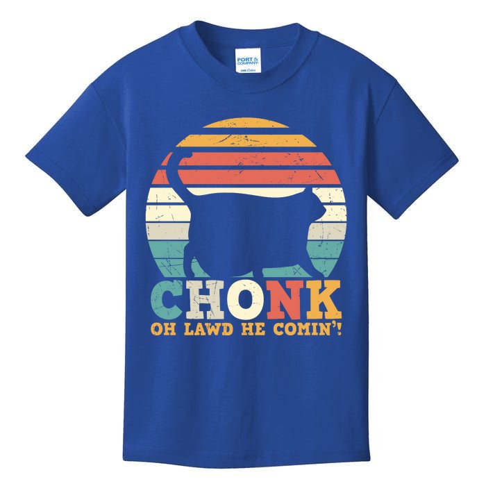 Chonk Oh Lawd He Comin' Cat Scale Meme Funny Cat Lover Cat Day Kids T-Shirt